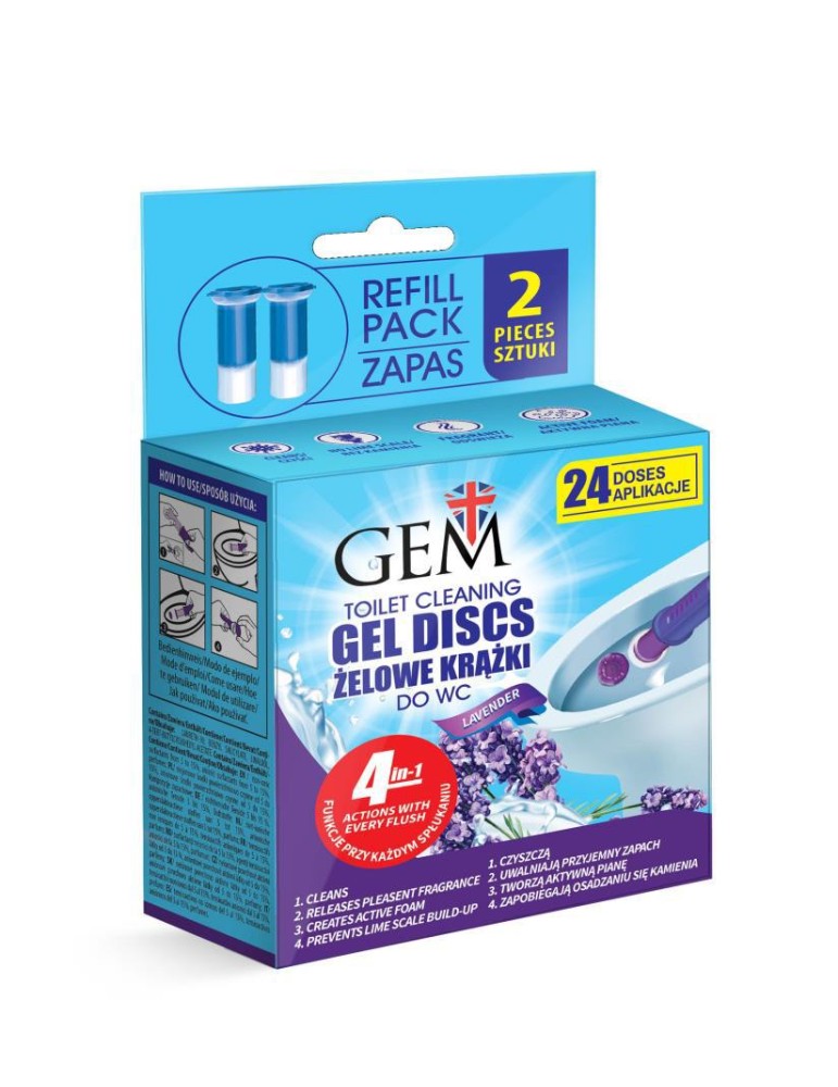 RECAMBIO WC DISCOS GEM LAVANDA 2X75 ML