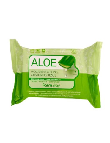 TOALLITAS LIMPIADORAS ALOE VERA 30 PZAS FARMSTAY