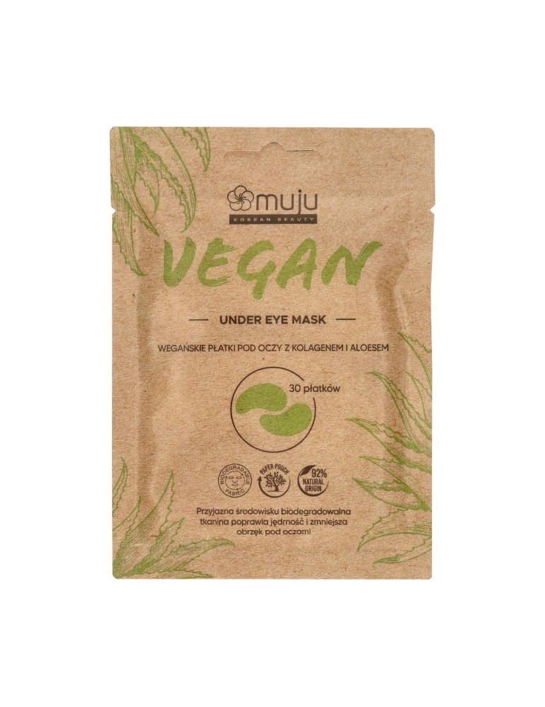 PARCHE OJOS VEGANO CON COLAGENO Y ALOE 30 PZA MUJU