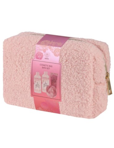 BOLSA ASEO BORREGUITO CON COSMETICOS ROSA