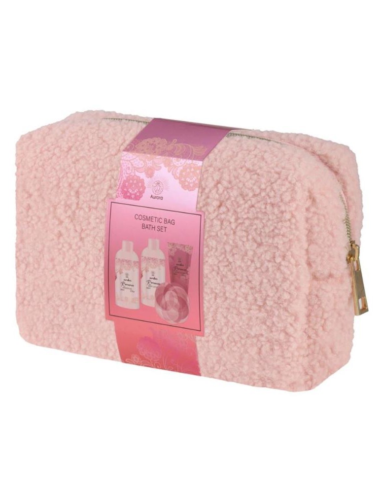 BOLSA ASEO BORREGUITO CON COSMETICOS ROSA