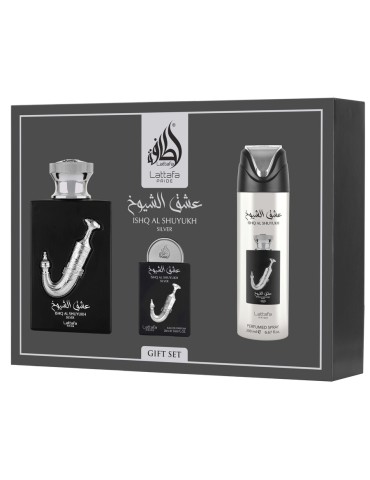LATTAFA PRIDE ISHQ AL SHUYUKH SILVER GIFTSET 3 PCS