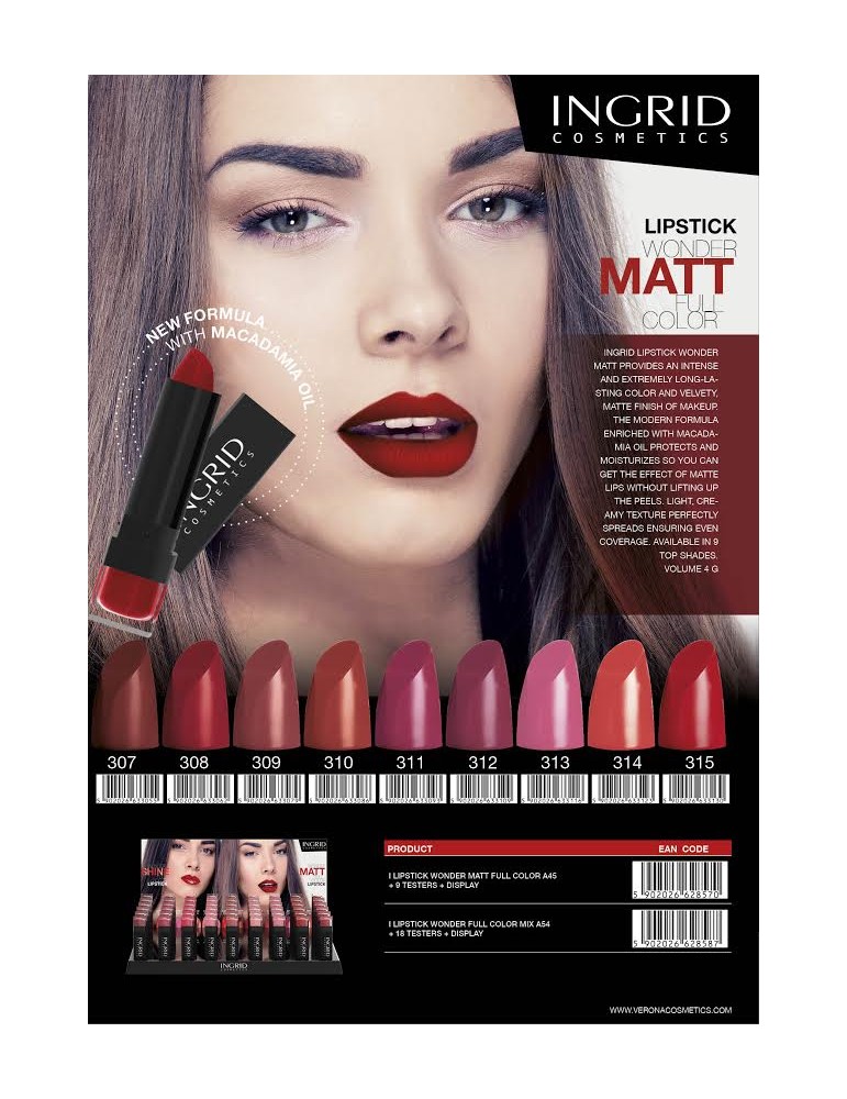 DISPLAY BARRAS MATTE INGRID 45 + TESTER